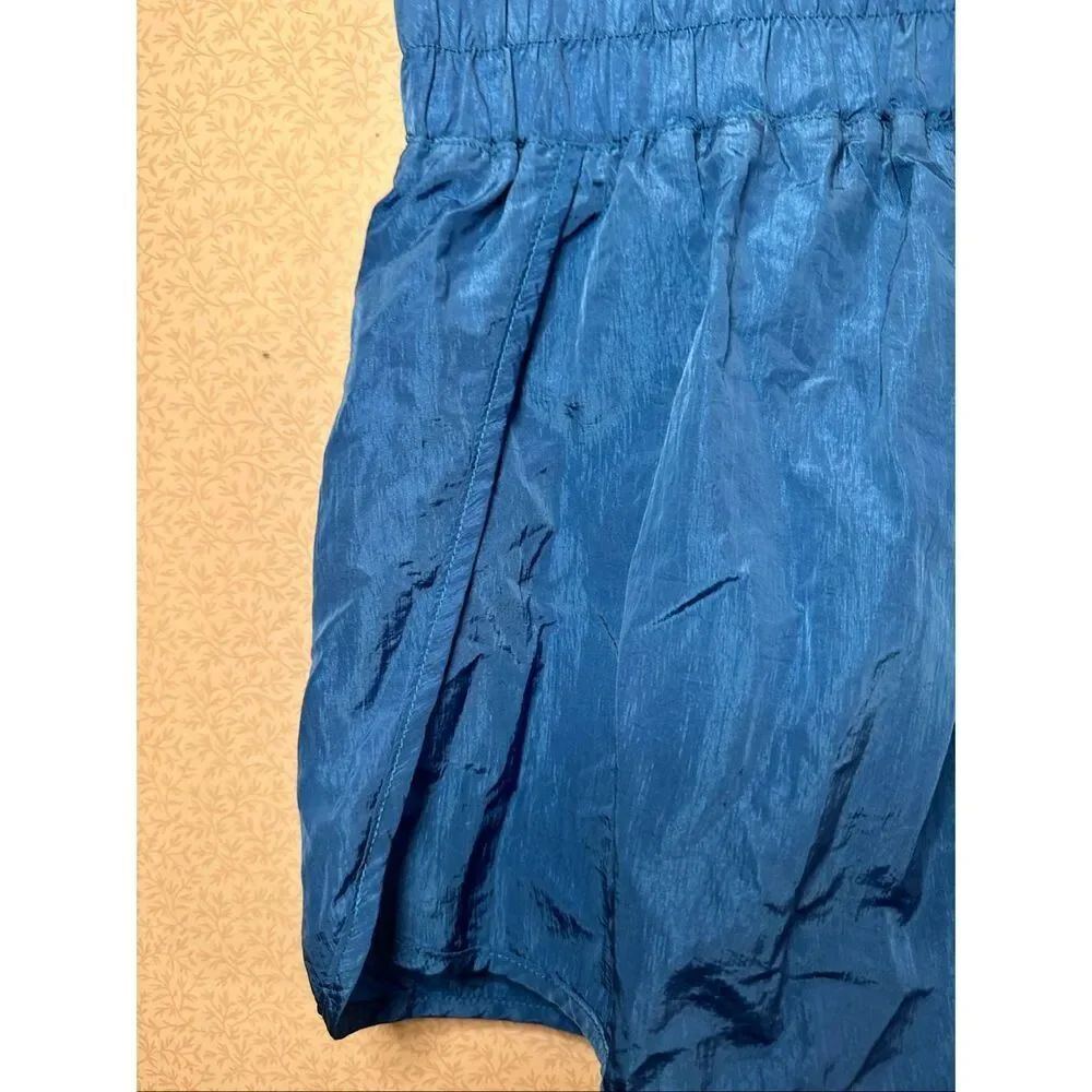 Electric blue nylon running short shorts